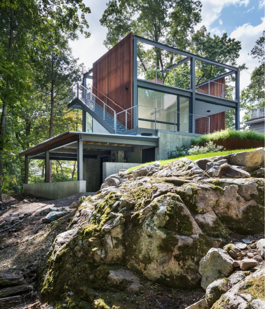 new england rock ledge with 3-story garden folley studio