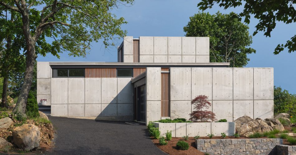 driveway entry of concrete home